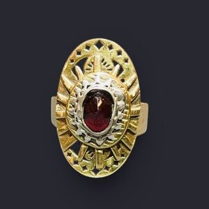 Garnet + Mixed Metal Artisan Ring